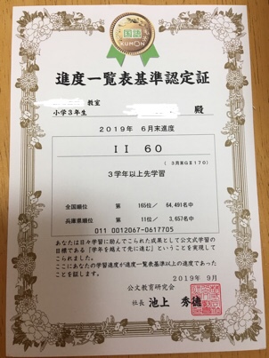 進度一覧表基準認定証